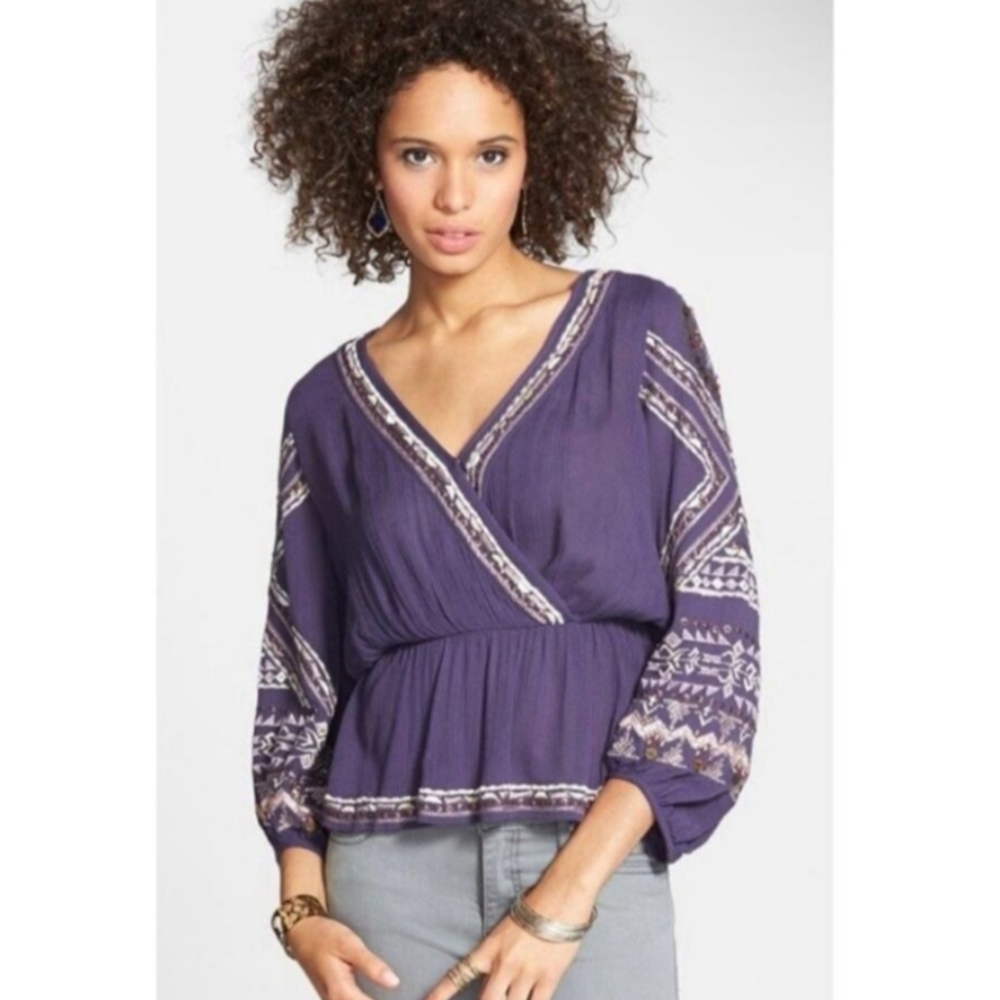 Free People Purple Bohemian Blouse